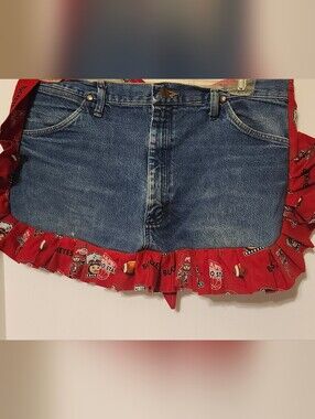 Denim Apron with Ohio State Ruffle Trim